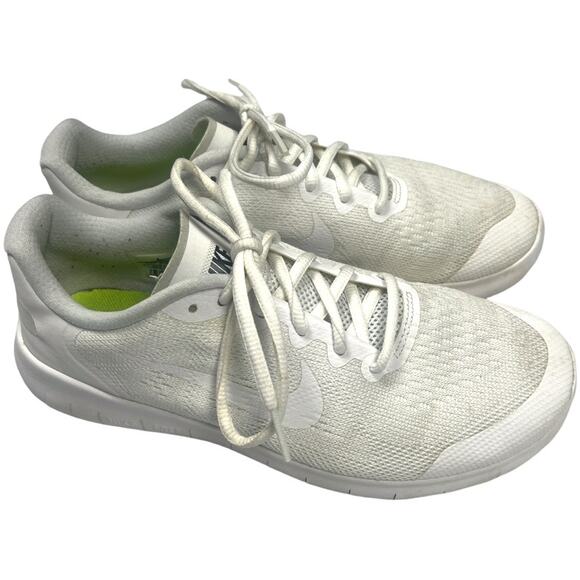 Nike Shoes Free RN White Lace-Up Athletic Running Youth 7 Sneakers Tennis Shoe - Picture 1 of 12